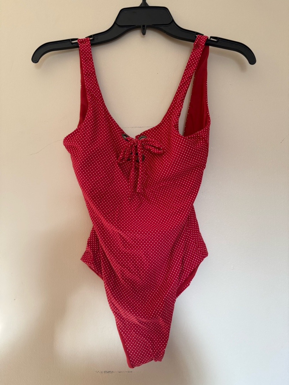Roxy Red Polka-Dot Tie-Front One-Piece Swimsuit